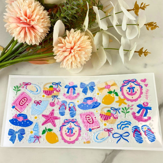 Nautical Beach Theme | 16 oz UV DTF Wrap