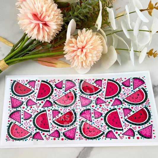 Watermelon and Polka Dots | 16 oz UV DTF Wrap