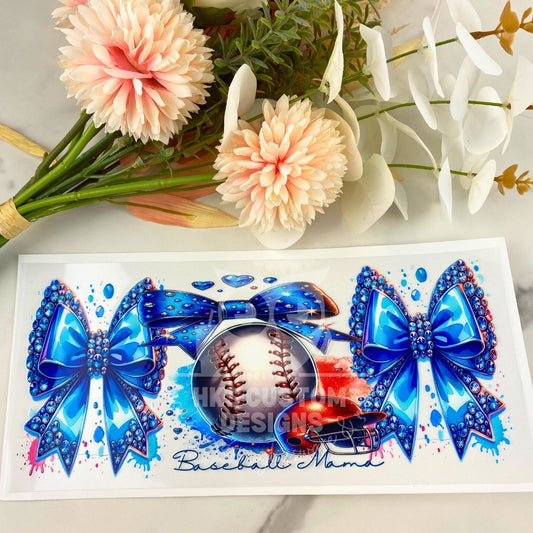 Blue Baseball Mama | 16 oz UV DTF Wrap