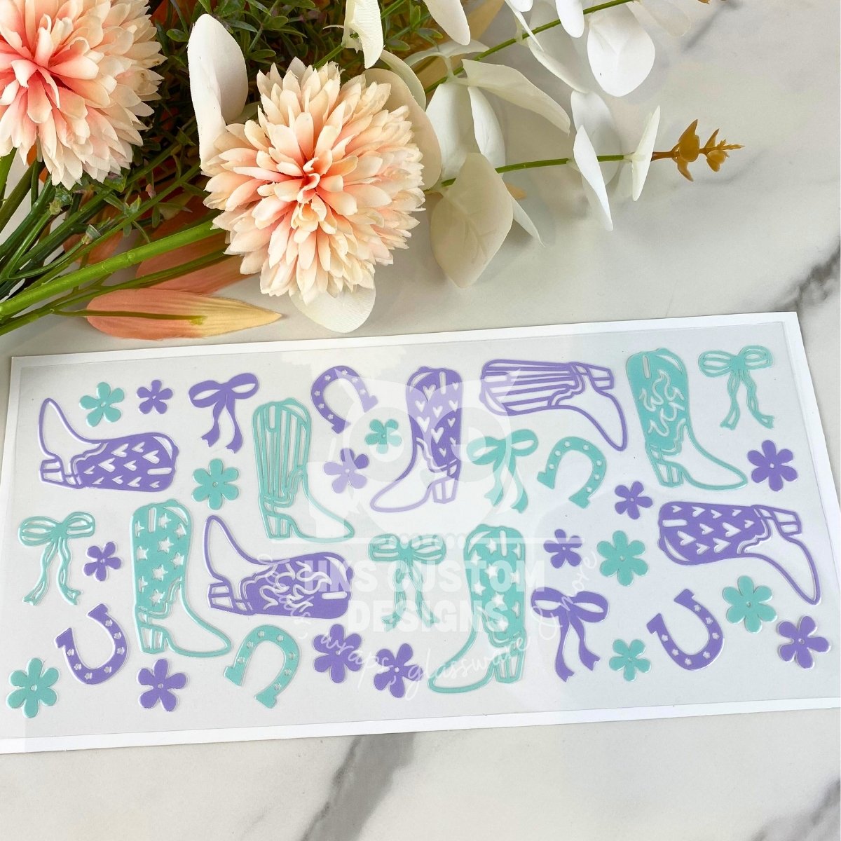 Pastel Cowgirl Boots | 16 oz UV DTF Wrap