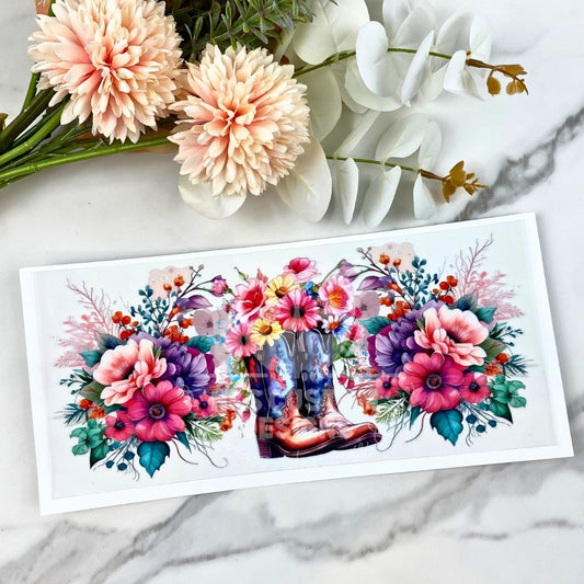 Floral Boots | 16 oz UV DTF Wrap