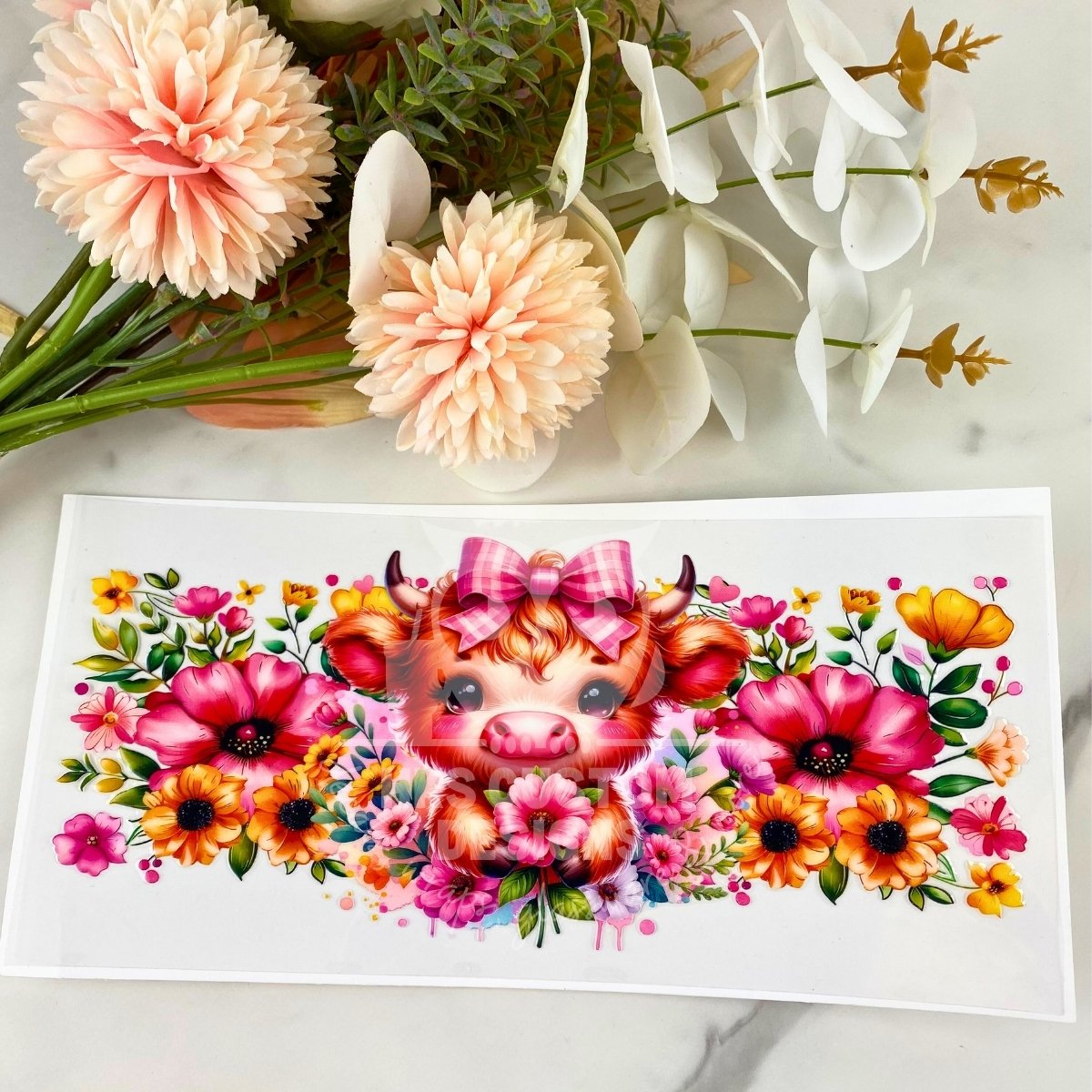 Floral Cow | 16 oz UV DTF Wrap