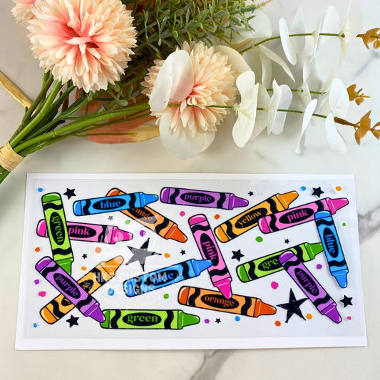 Colorful Crayons | 16 oz UV DTF Wrap