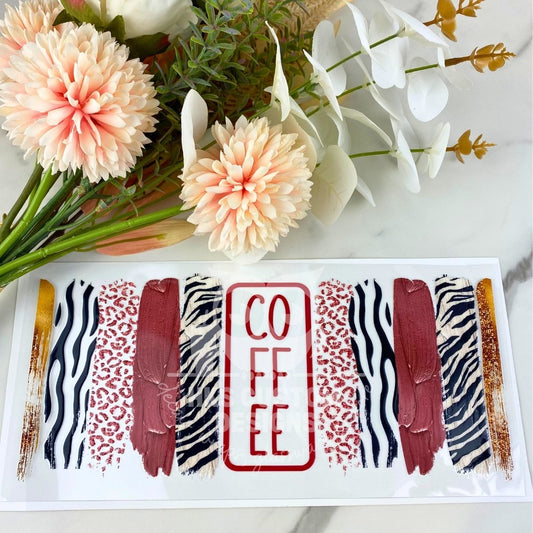 Coffee Brush Strokes | 16 oz UV DTF Wrap
