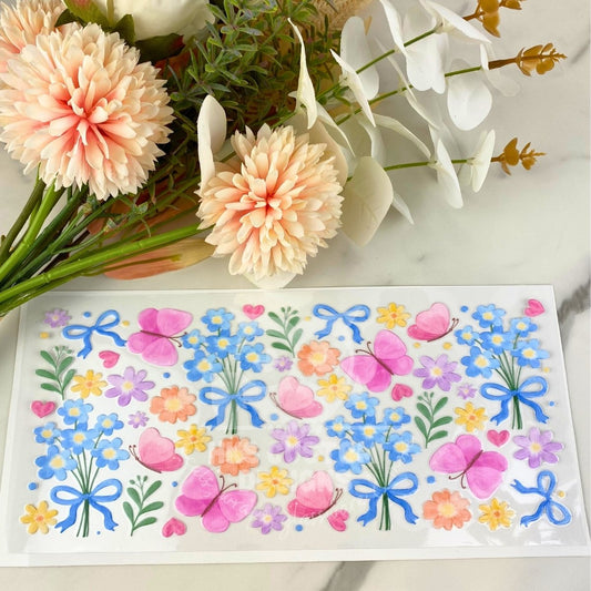 Spring Floral and Bows | 16 oz UV DTF Wrap