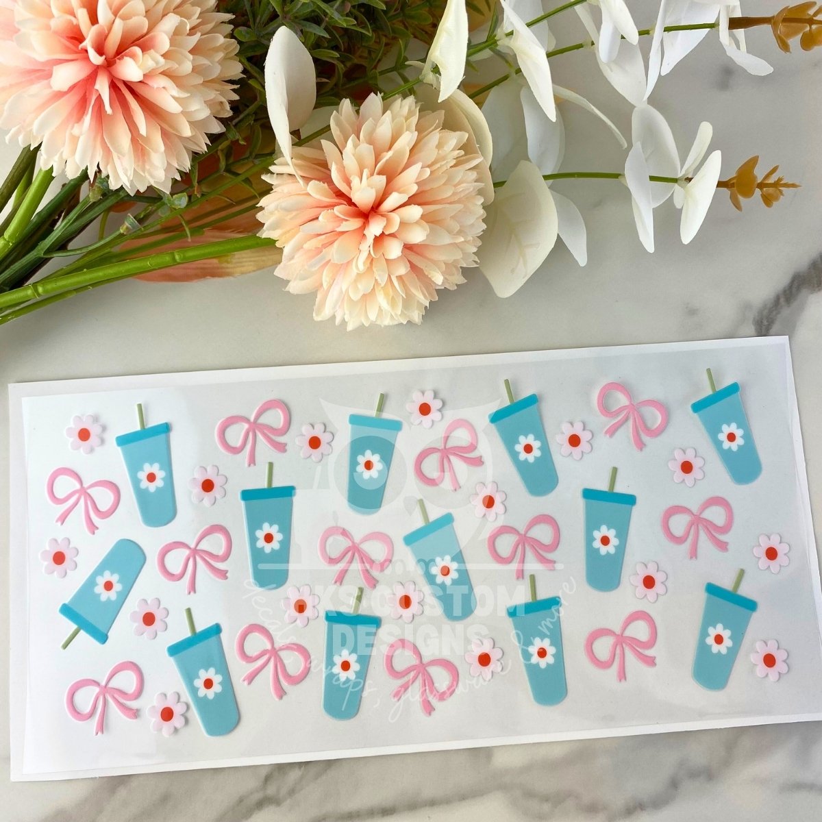 Bows and Iced Cofee | 16 oz UV DTF Wrap