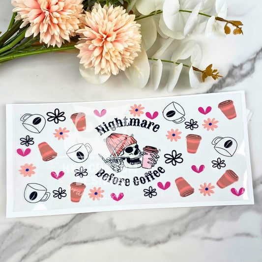 Nightmare Before Coffee | 16 oz UV DTF Wrap