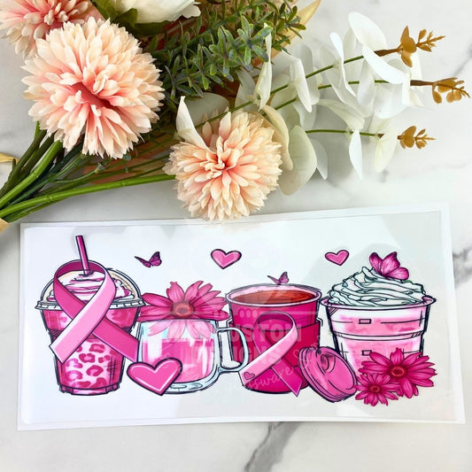 Breast Cancer Coffee Cup | 16 oz UV DTF Wrap