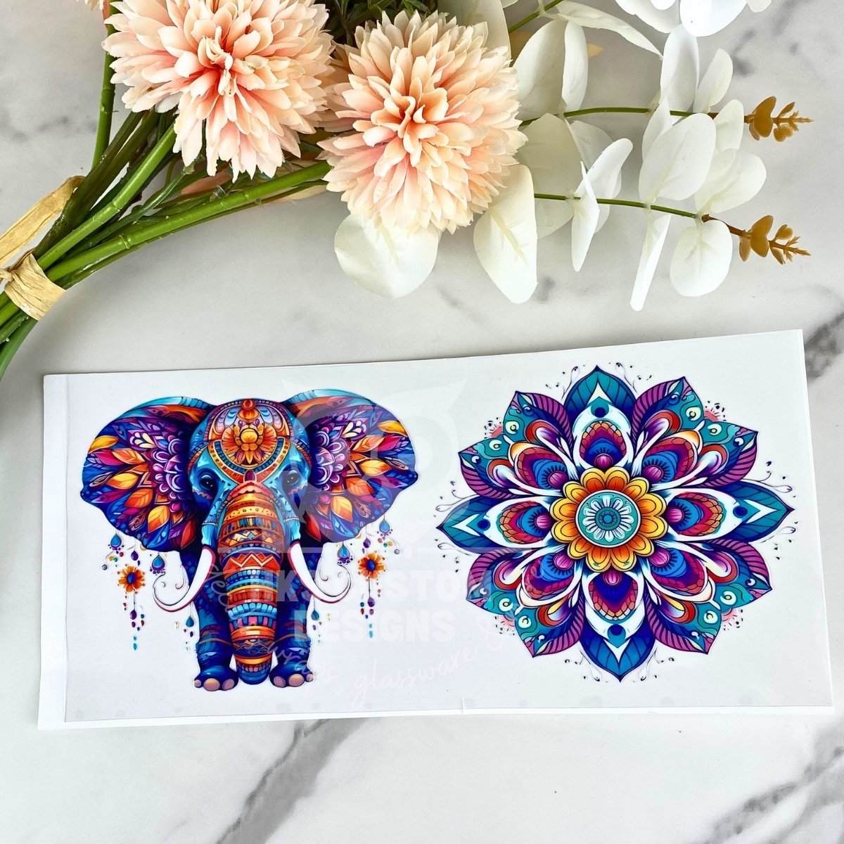 Mandala Elephant | 16 oz UV DTF Wrap