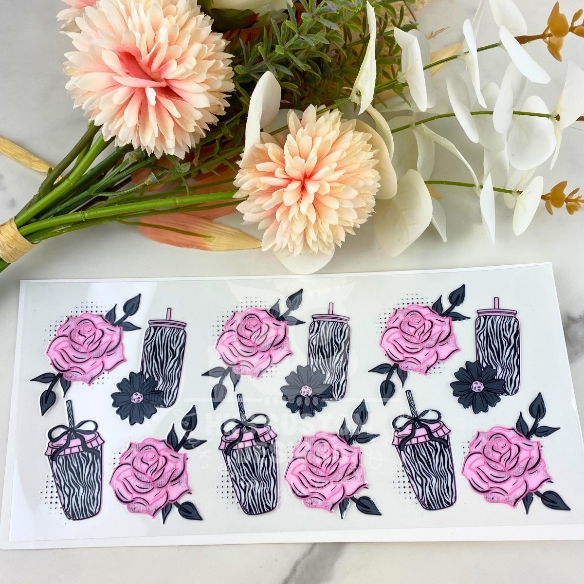 Coffee and Roses | 16 oz UV DTF Wrap