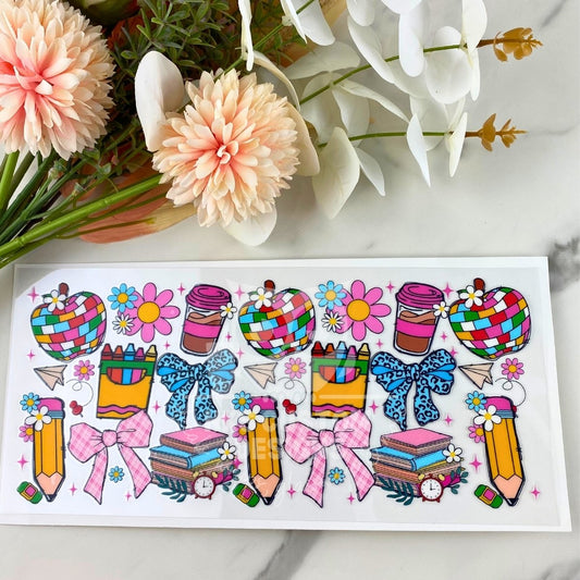 Cute Teacher Doodle | 16 oz UV DTF Wrap