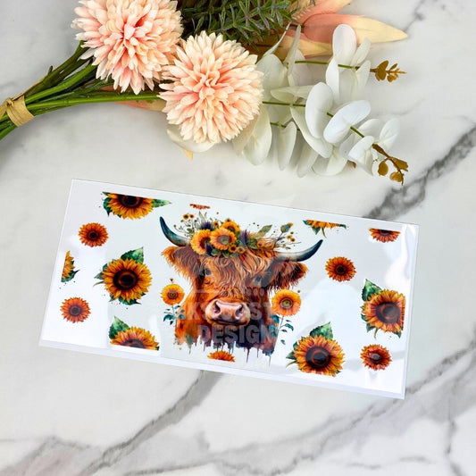 Highland Cow (sunflower) | 16 oz UV DTF Wrap