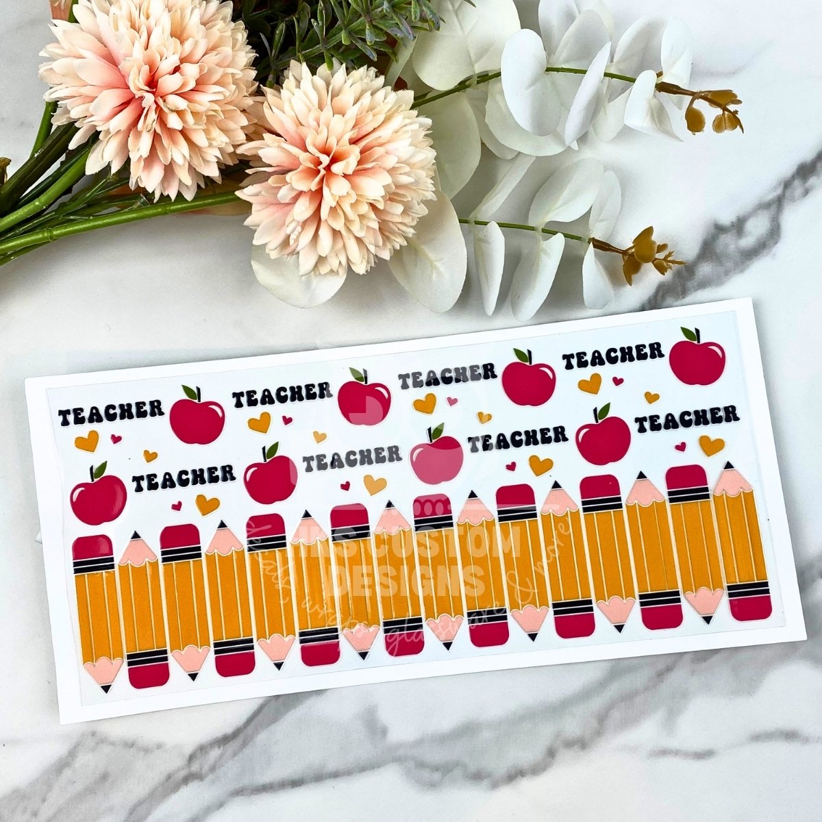 Teacher Pencils | 16 oz UV DTF Wrap