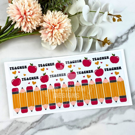 Teacher Pencils | 16 oz UV DTF Wrap