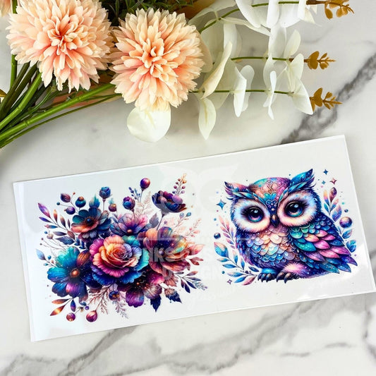Owl & Flower | 16 oz UV DTF Wrap