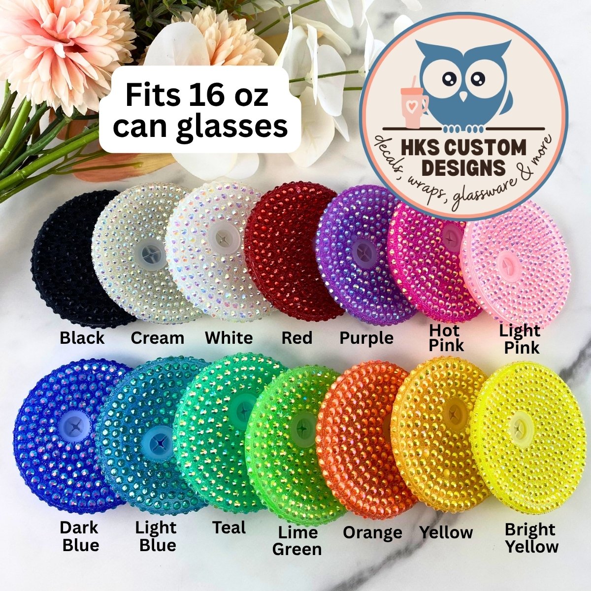 16 oz Rhinestone Lids