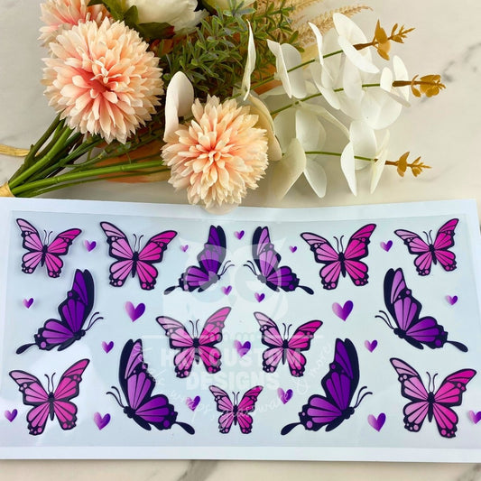 Purple Butterflies | 40 oz UV DTF Wrap
