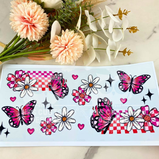 Butterfly and Flowers | 40 oz UV DTF Wrap