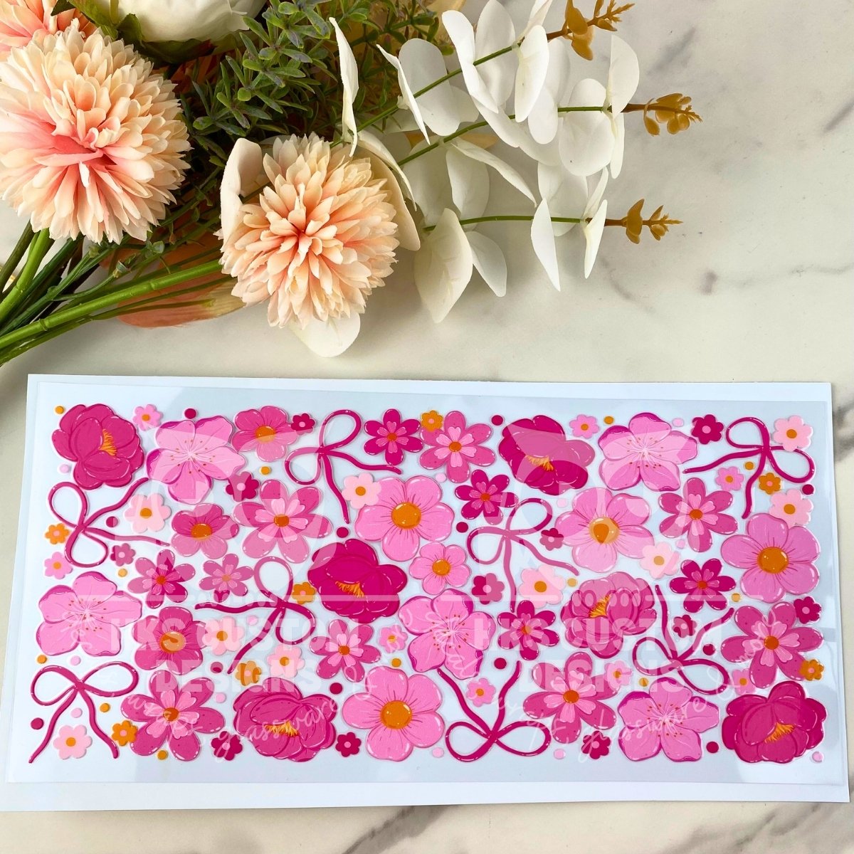 Pink Floral | 40 oz UV DTF Wrap