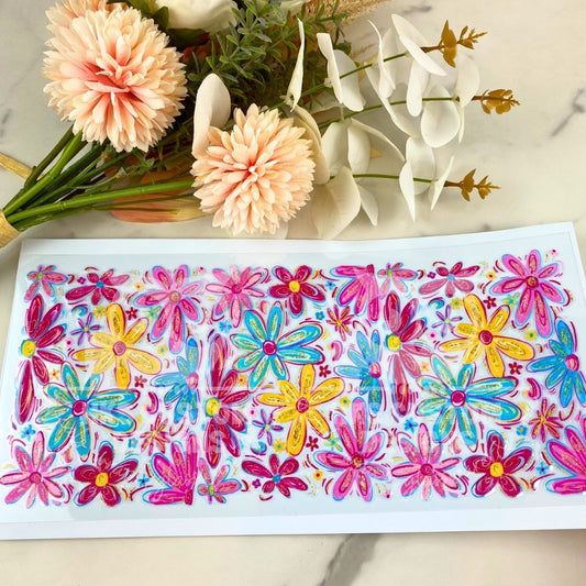 Pink Summer Floral | 40 oz UV DTF Wrap