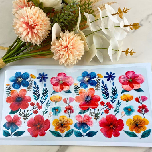 Colorful Flowers | 40 oz UV DTF Wrap