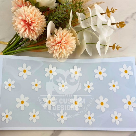 Simple White Daisy | 40 oz UV DTF Wrap