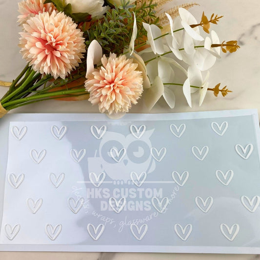 Simple White Hearts | 40 oz UV DTF Wrap