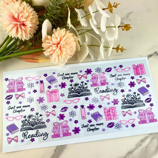 Pink and Purple Books | 40 oz UV DTF Wrap
