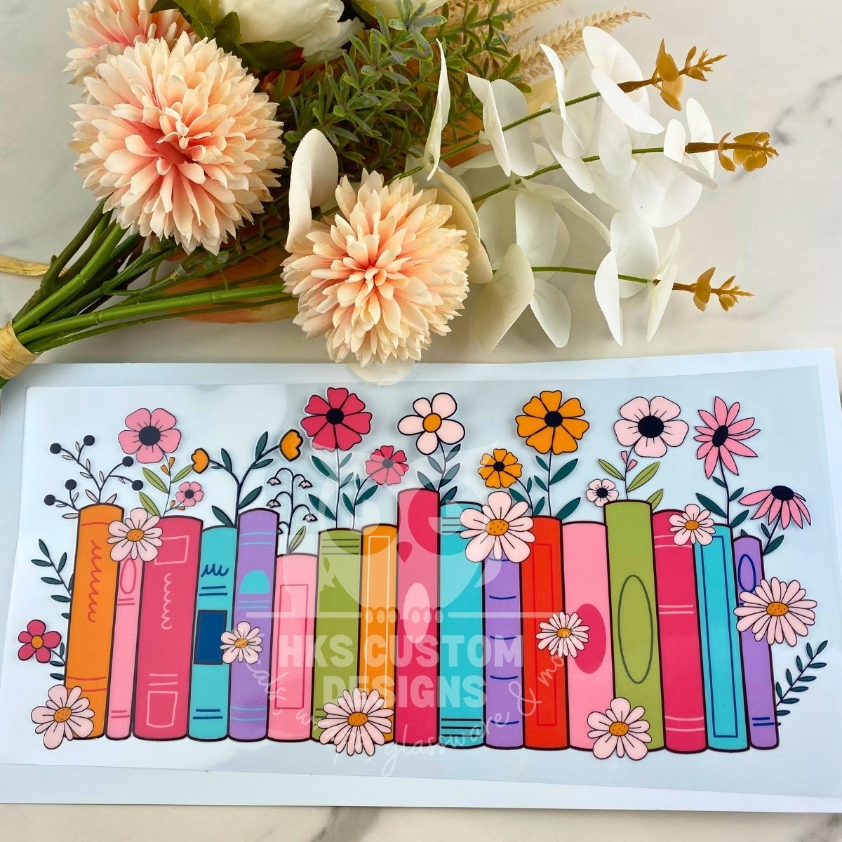 Floral Books | 40 oz UV DTF Wrap