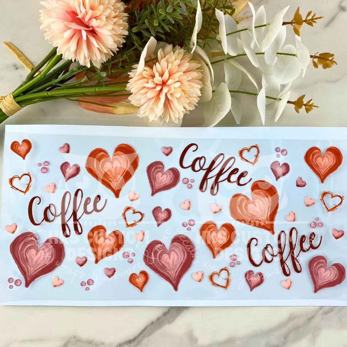 Coffee Hearts | 40 oz UV DTF Wrap