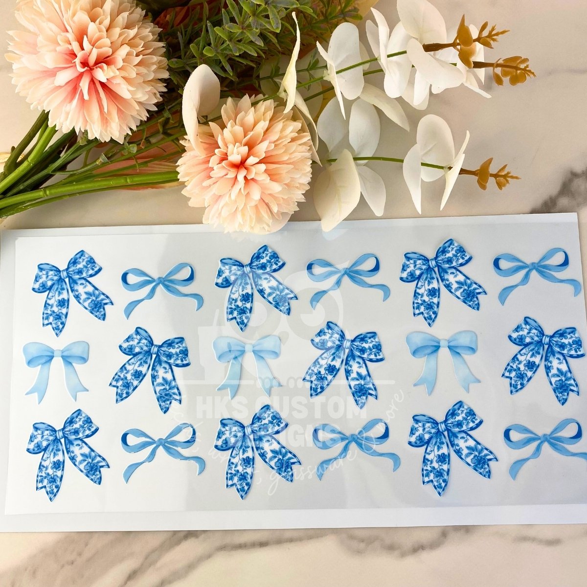 Blue Bows | 40 oz UV DTF Wrap