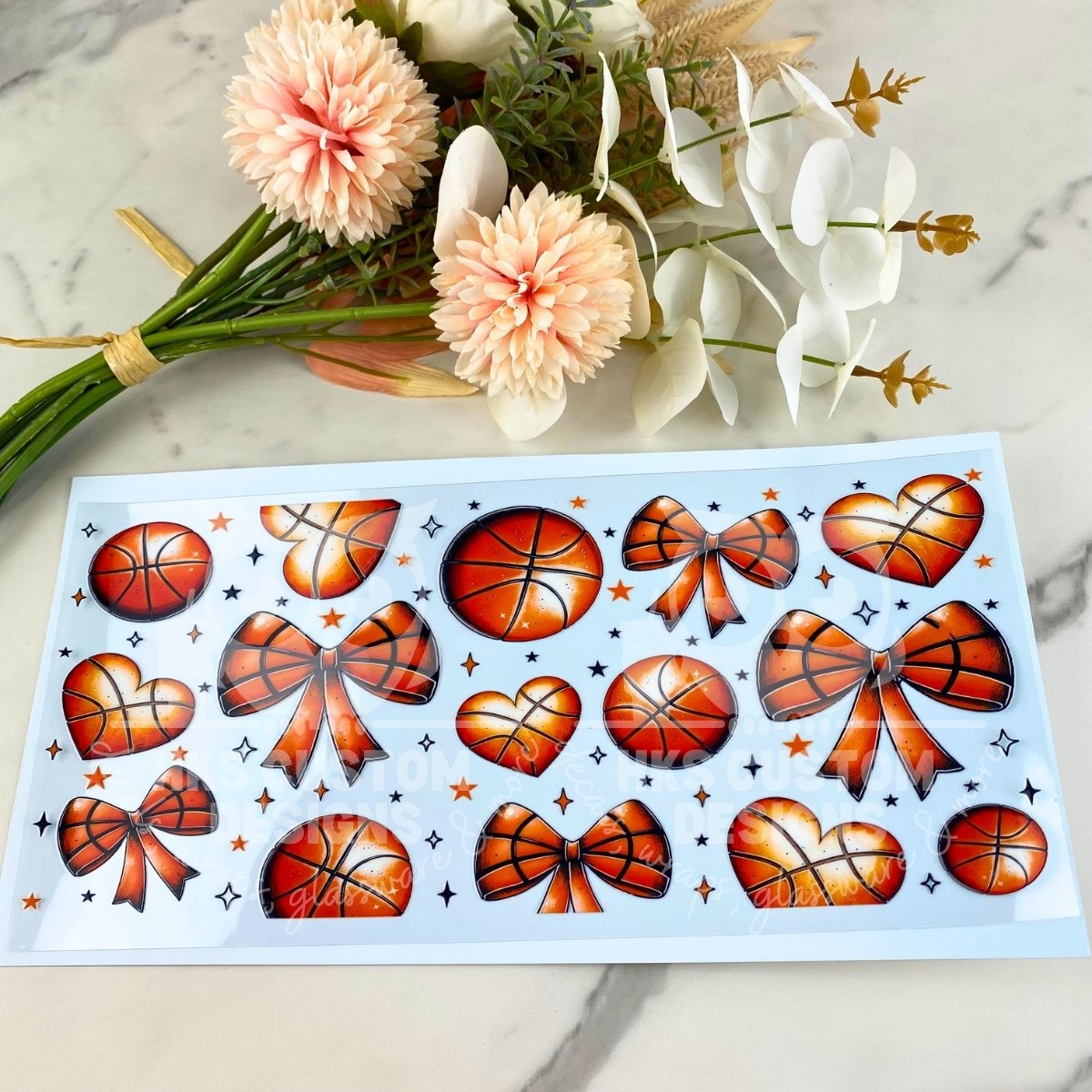 Basketballs and Bows | 40 oz UV DTF Wrap