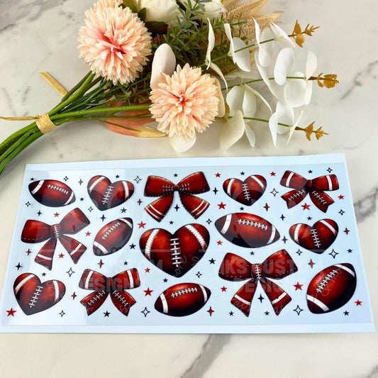 Footballs and Bows | 40 oz UV DTF Wrap