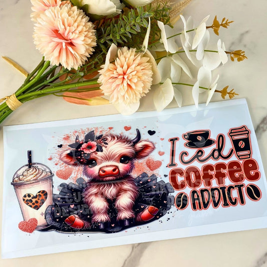 Iced Coffee Addict Cow | 40 oz UV DTF Wrap