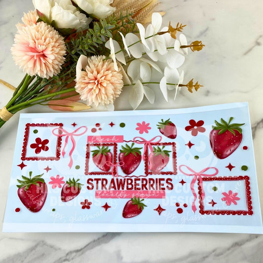 Fresh Strawberries | 40 oz UV DTF Wrap