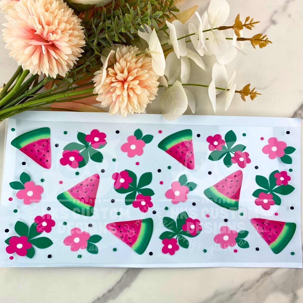 Watermelon Floral | 40 oz UV DTF Wrap