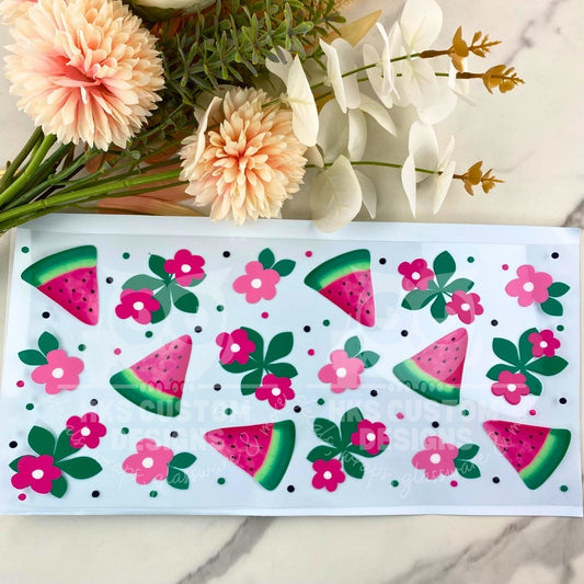 Watermelon Floral | 40 oz UV DTF Wrap