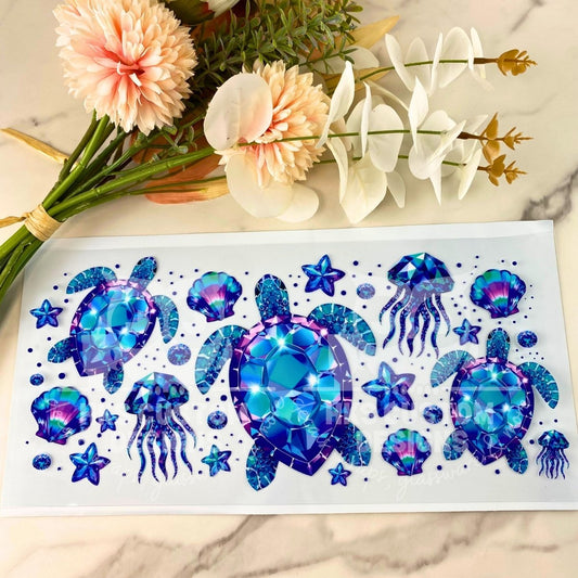 Rhinestone Turtles | 40 oz UV DTF Wrap