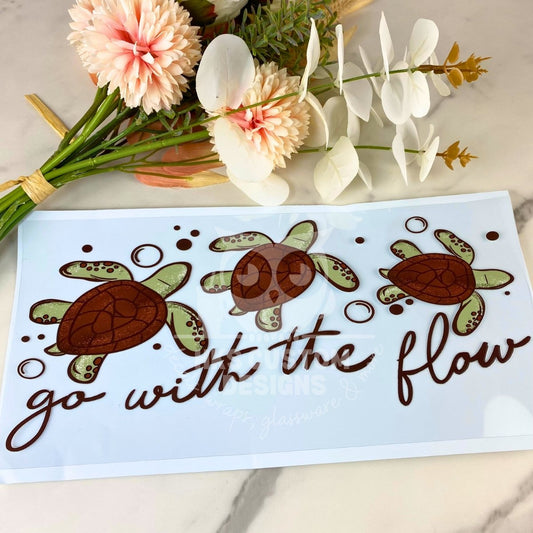 Go with the flow Turtle | 40 oz UV DTF Wrap