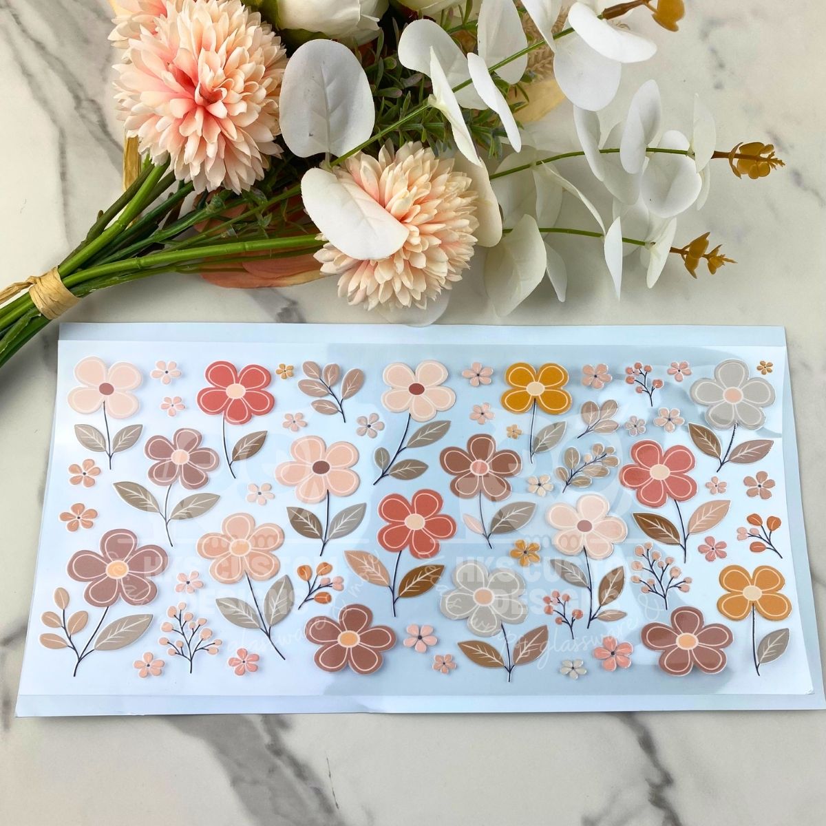 Tan Floral | 40 oz UV DTF Wrap