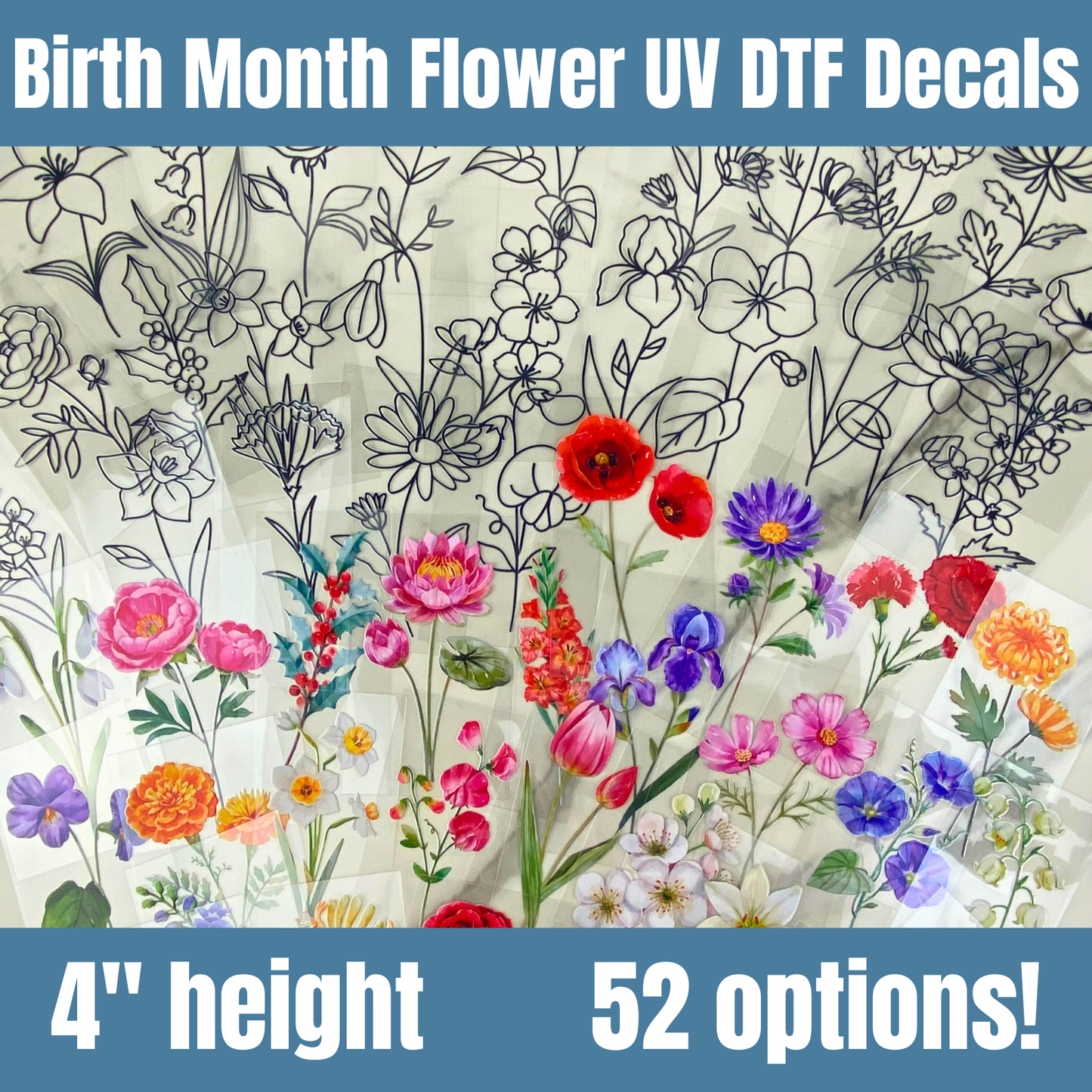 Birth Month Flowers | 4" UV DTF Decal