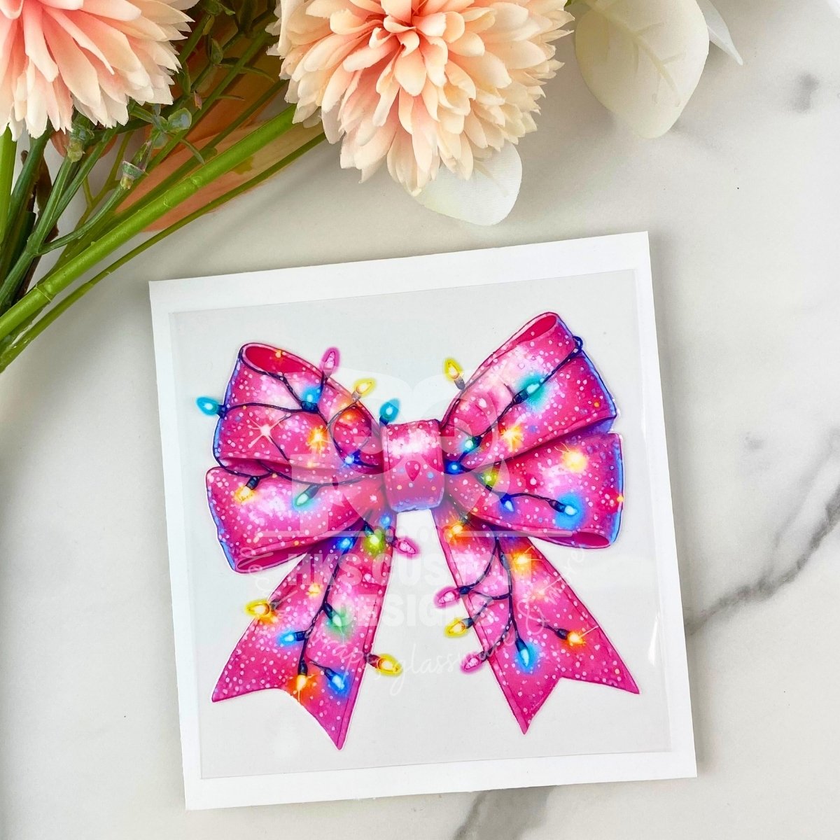 Pink Christmas Bow | 4" UV DTF Decal