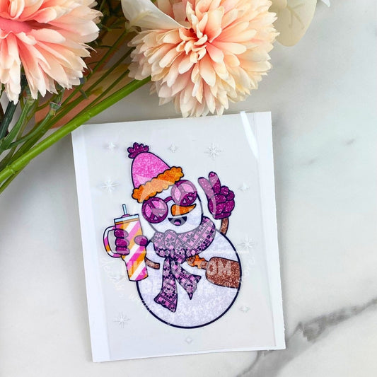 Sparkle Peace Snowman | 4" UV DTF Decal
