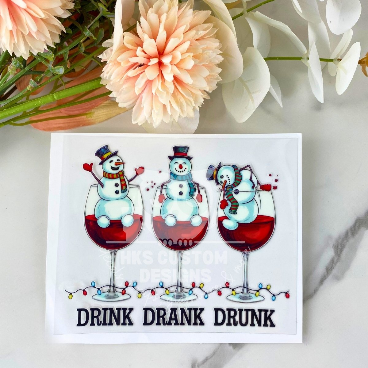 Drink Drank Drunk Snowmen | 4" UV DTF Decal