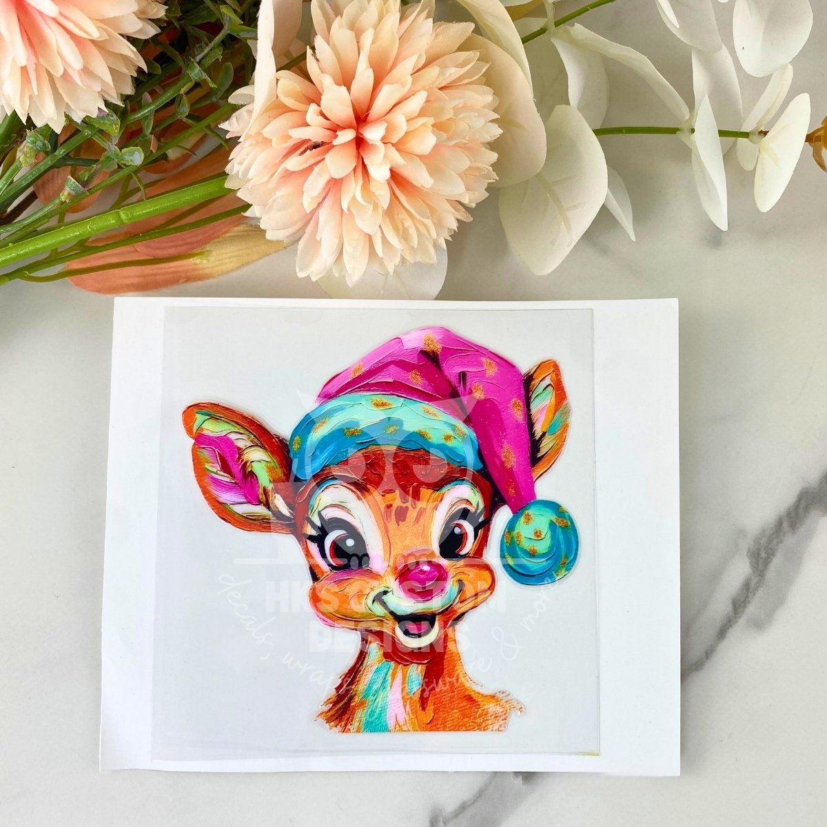 Retro Painted Reindeer | 4" UV DTF Decal