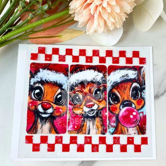Checkered Reindeer | 4" UV DTF Decal