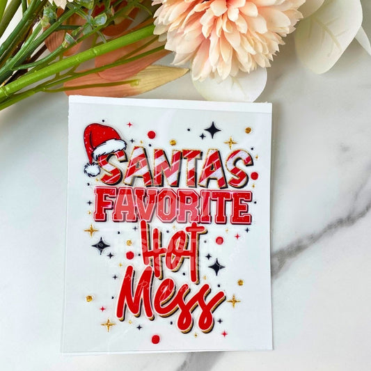 Santa's Favorite Hot Mess | 4" UV DTF Decal