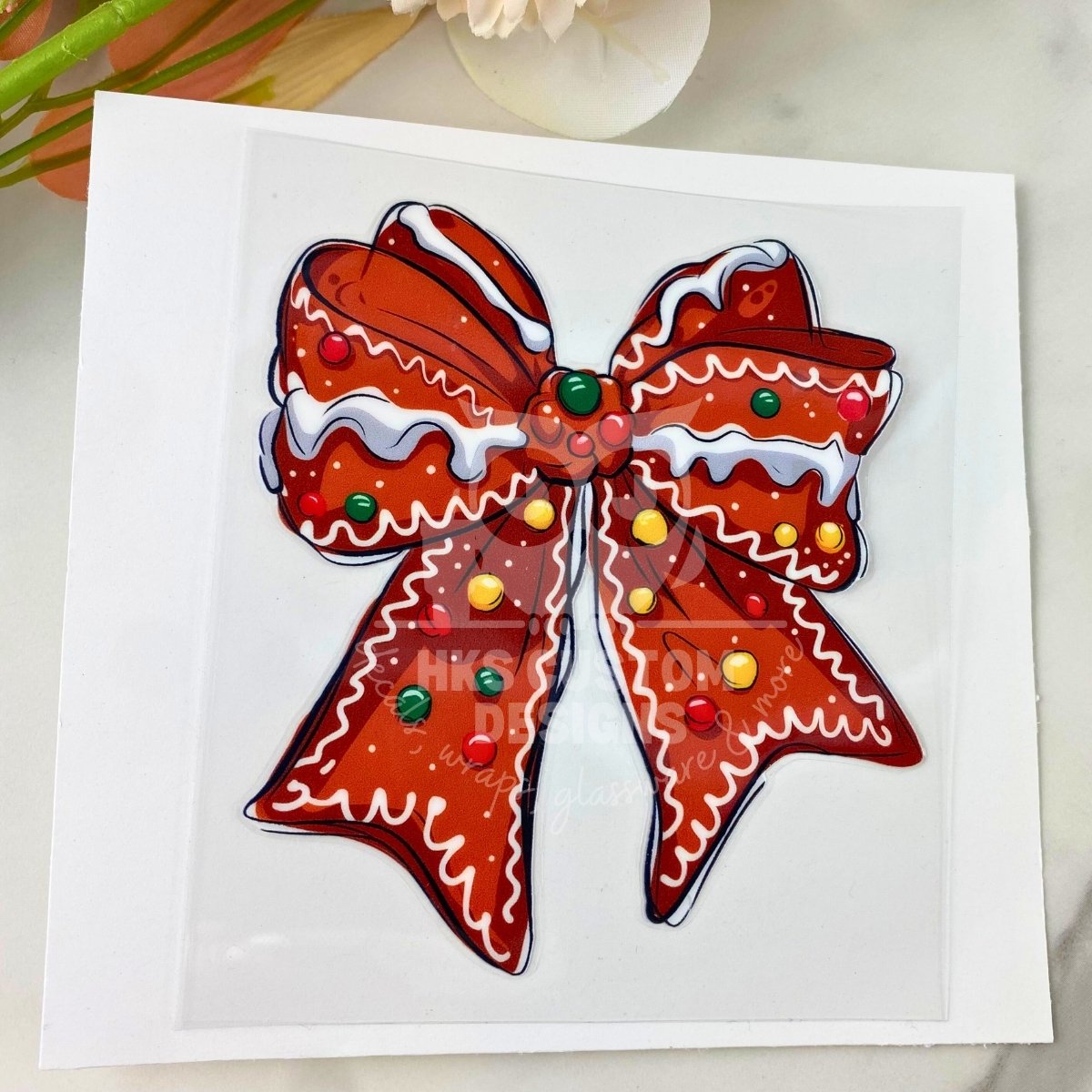 Gingerbread Bow | 4" UV DTF Decal