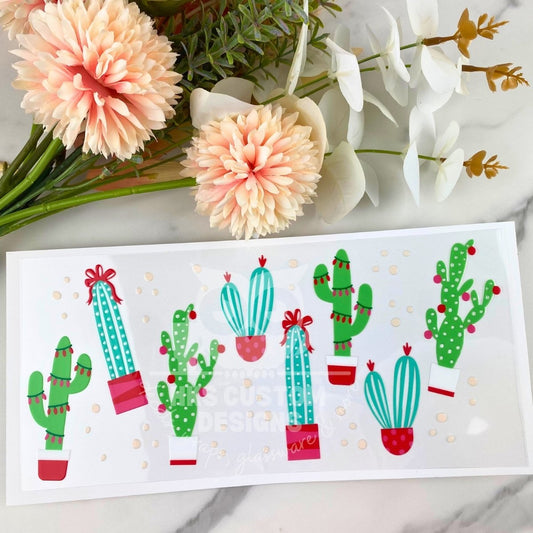 Christmas Cactus | 16 oz UV DTF Wrap