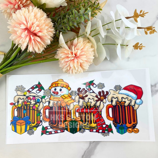 Yellow Snowman Coffee Cup | 16 oz UV DTF Wrap